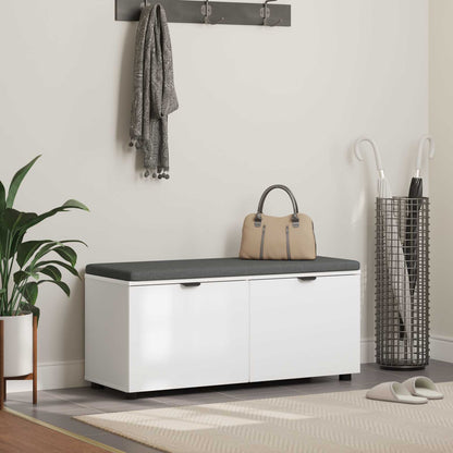 Hall Bench White 100 x 38 x 46 cm Engineered Wood and Fabric