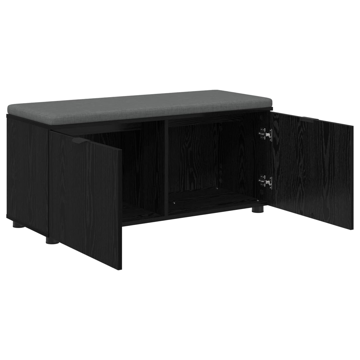 Hall Bench with Cushion with Shelf Black Oak 100 x 38 x 46 cm