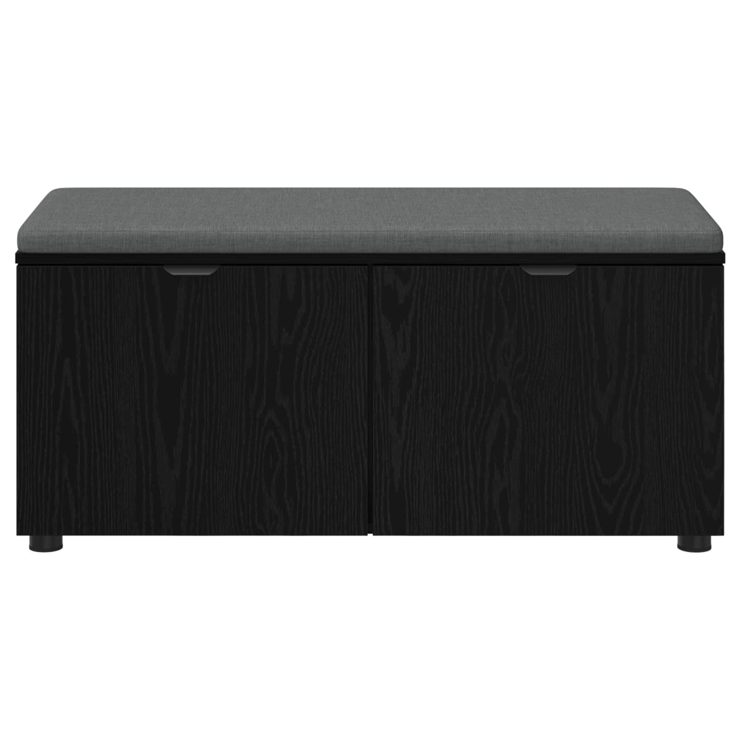 Hall Bench with Cushion with Shelf Black Oak 100 x 38 x 46 cm