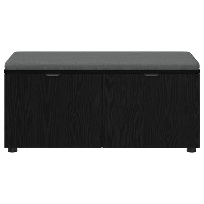 Hall Bench with Cushion with Shelf Black Oak 100 x 38 x 46 cm