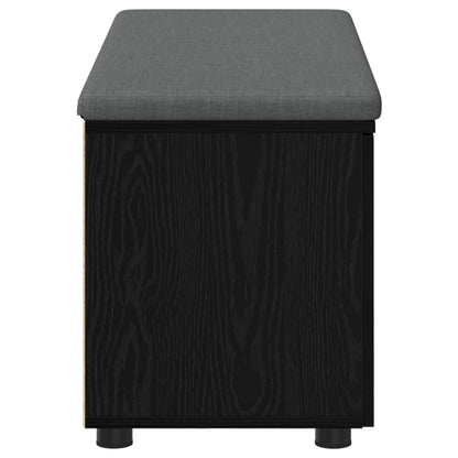 Hall Bench with Cushion with Shelf Black Oak 100 x 38 x 46 cm