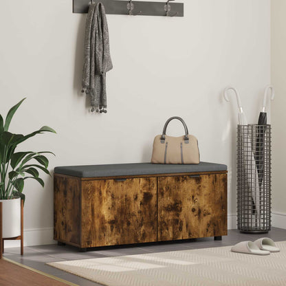 Hall Bench with Cushion with Shelf Smoked Oak 100 x 38 x 46 cm