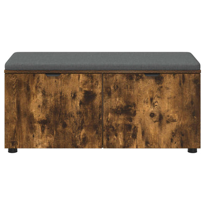 Hall Bench with Cushion with Shelf Smoked Oak 100 x 38 x 46 cm