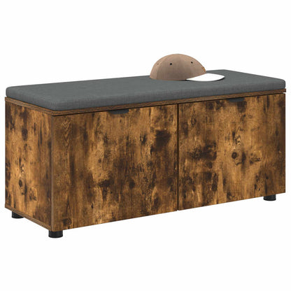 Hall Bench with Cushion with Shelf Smoked Oak 100 x 38 x 46 cm