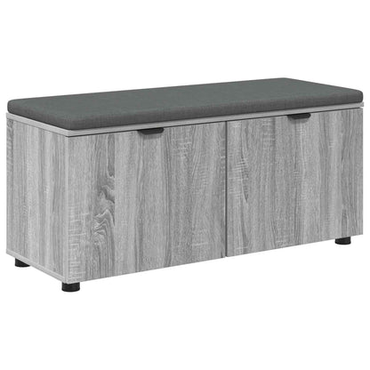 Hall Bench with Cushion with Shelf Grey Sonoma 100 x 38 x 46 cm