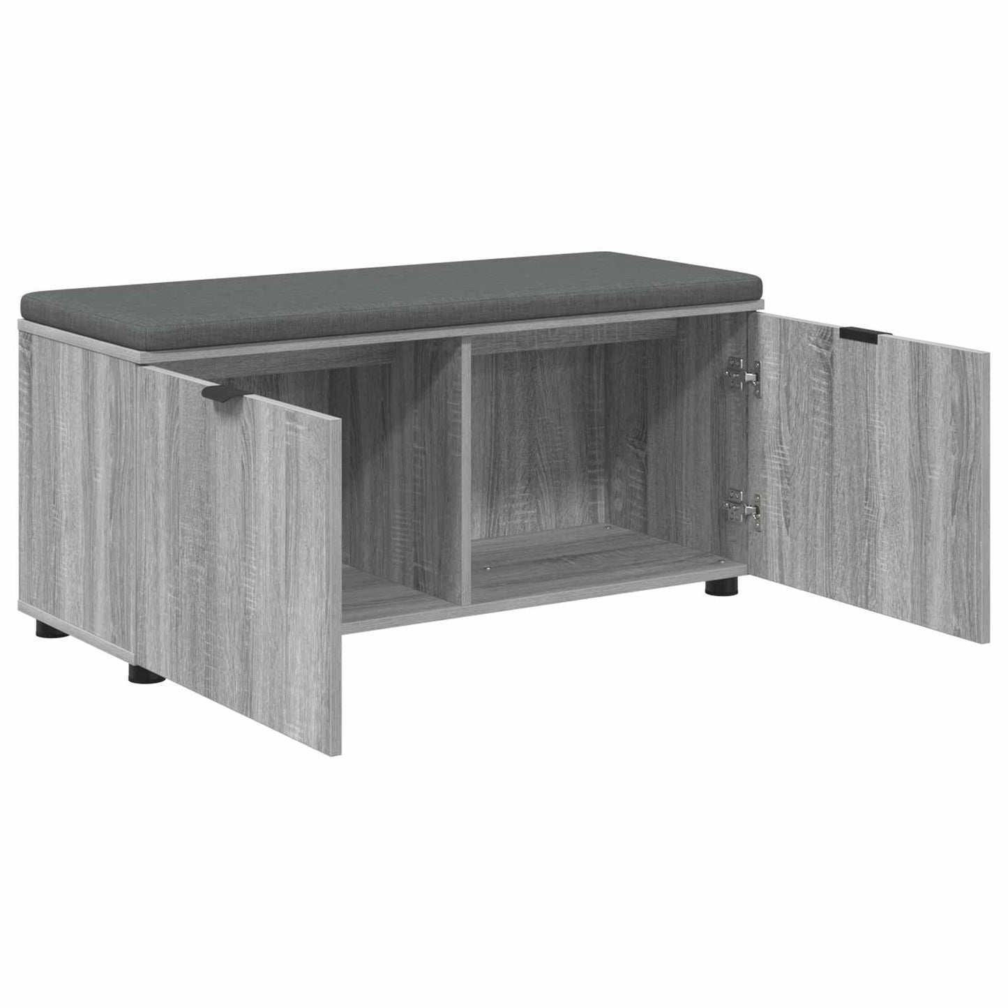 Hall Bench with Cushion with Shelf Grey Sonoma 100 x 38 x 46 cm