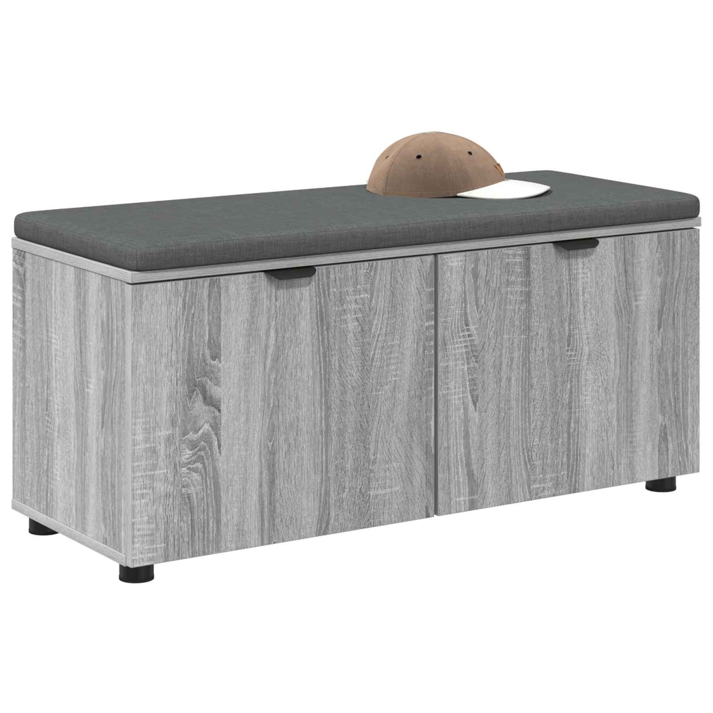 Hall Bench with Cushion with Shelf Grey Sonoma 100 x 38 x 46 cm