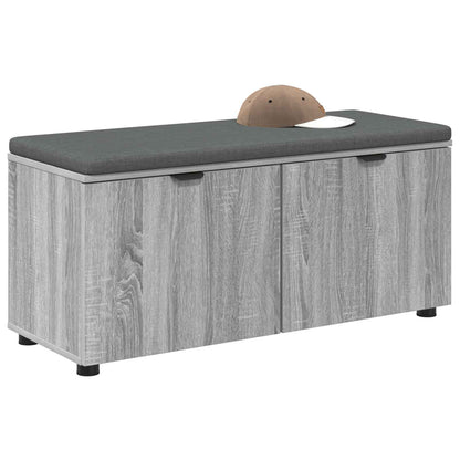 Hall Bench with Cushion with Shelf Grey Sonoma 100 x 38 x 46 cm