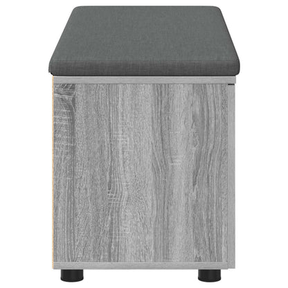 Hall Bench with Cushion with Shelf Grey Sonoma 100 x 38 x 46 cm