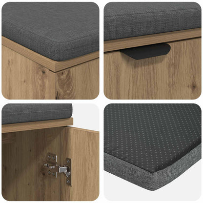 Hall Bench with Cushion with Shelf Artisan Oak 100 x 38 x 46 cm