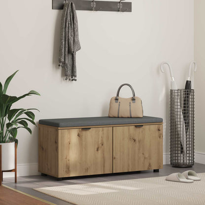 Hall Bench with Cushion with Shelf Artisan Oak 100 x 38 x 46 cm