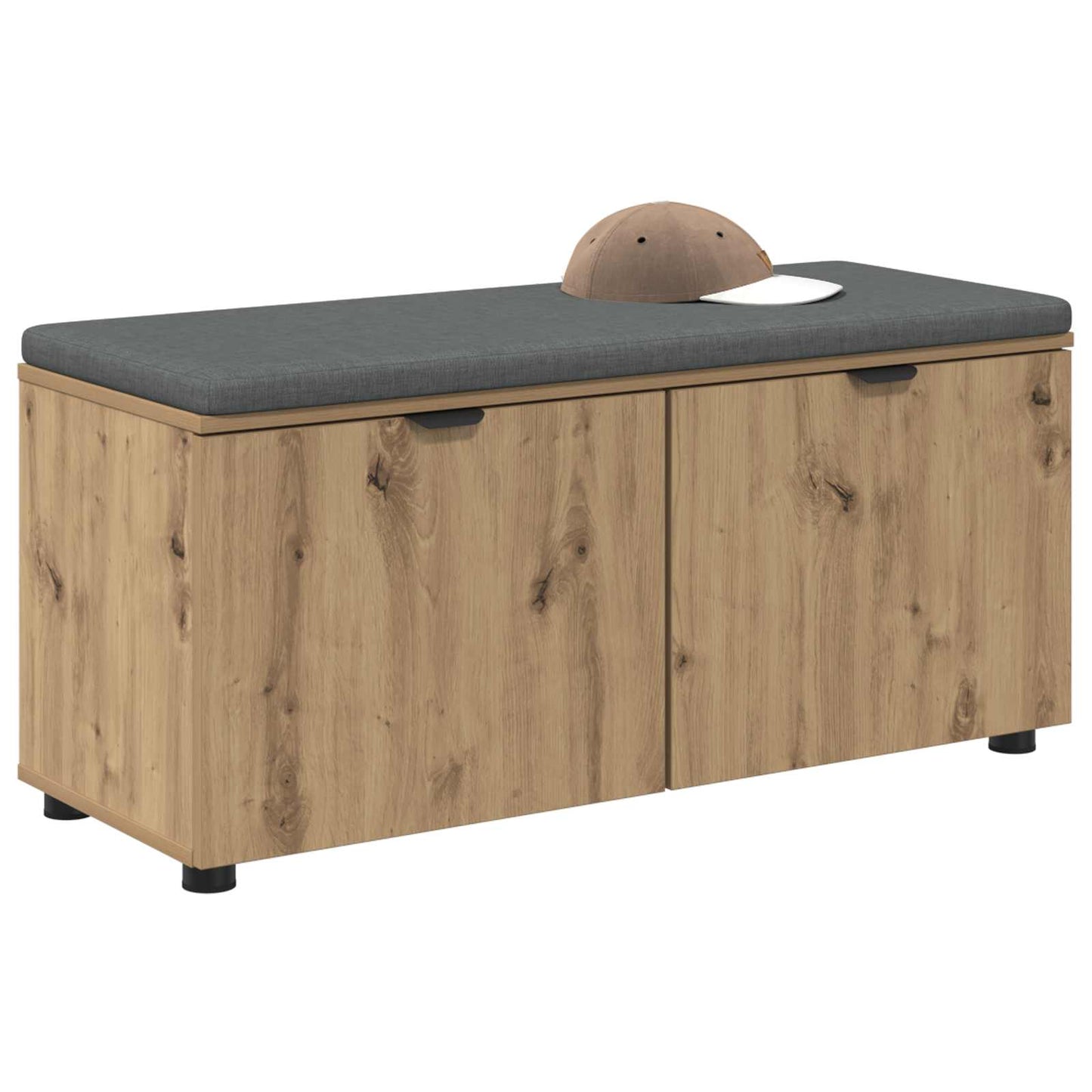 Hall Bench with Cushion with Shelf Artisan Oak 100 x 38 x 46 cm