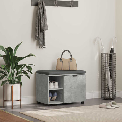 Hall Bench with Cushion with Door Concrete Grey 60 x 38 x 46 cm