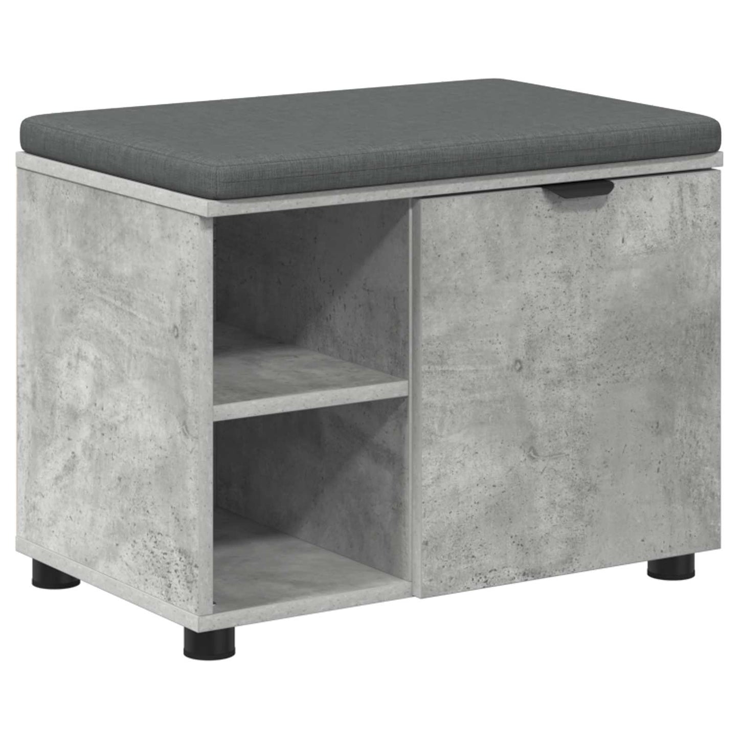 Hall Bench with Cushion with Door Concrete Grey 60 x 38 x 46 cm