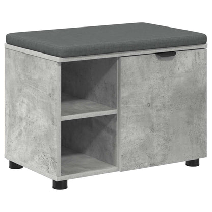 Hall Bench with Cushion with Door Concrete Grey 60 x 38 x 46 cm