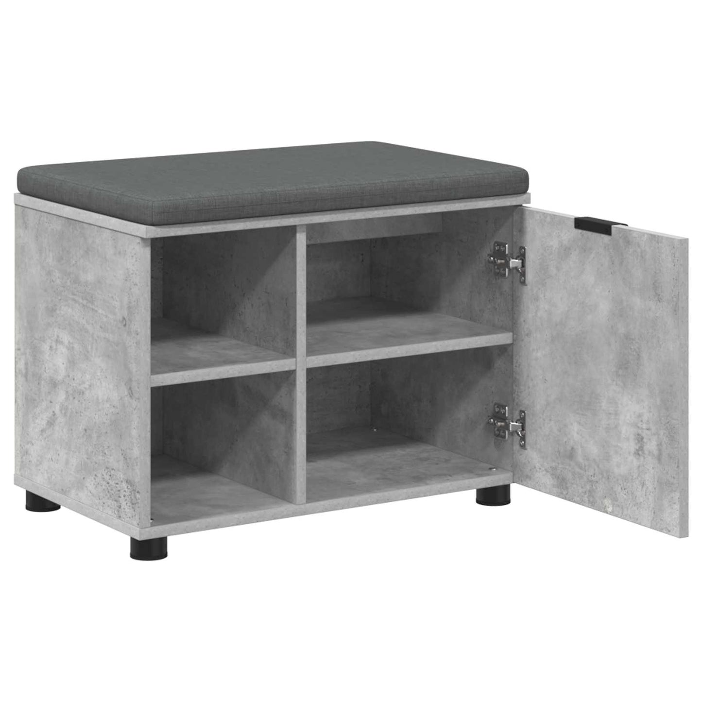 Hall Bench with Cushion with Door Concrete Grey 60 x 38 x 46 cm