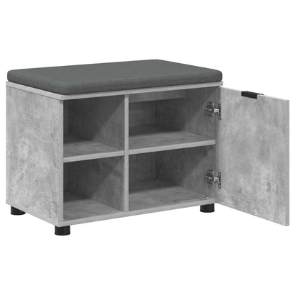 Hall Bench with Cushion with Door Concrete Grey 60 x 38 x 46 cm