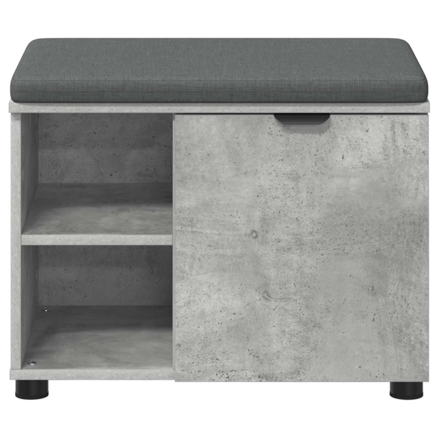 Hall Bench with Cushion with Door Concrete Grey 60 x 38 x 46 cm
