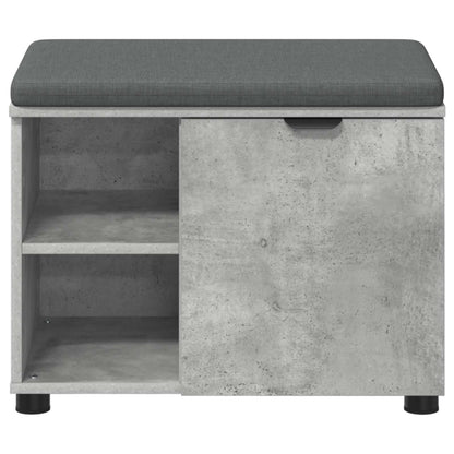 Hall Bench with Cushion with Door Concrete Grey 60 x 38 x 46 cm