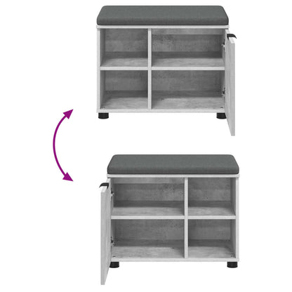 Hall Bench with Cushion with Door Concrete Grey 60 x 38 x 46 cm