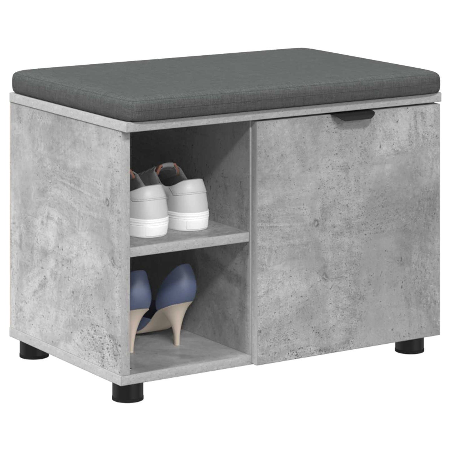 Hall Bench with Cushion with Door Concrete Grey 60 x 38 x 46 cm