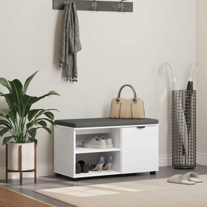 Hall Bench White 80 x 38 x 46 cm Engineered Wood and Fabric