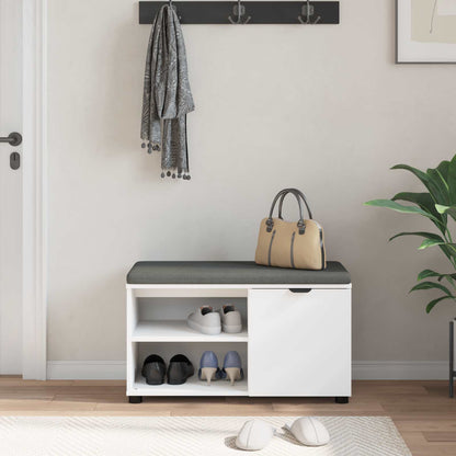 Hall Bench White 80 x 38 x 46 cm Engineered Wood and Fabric