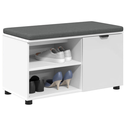 Hall Bench White 80 x 38 x 46 cm Engineered Wood and Fabric