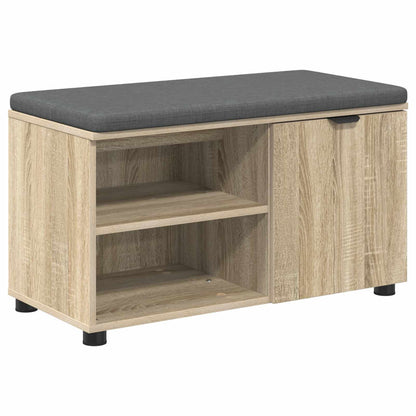 Hall Bench with Cushion with Shelf Sonoma Oak 80 x 38 x 46 cm