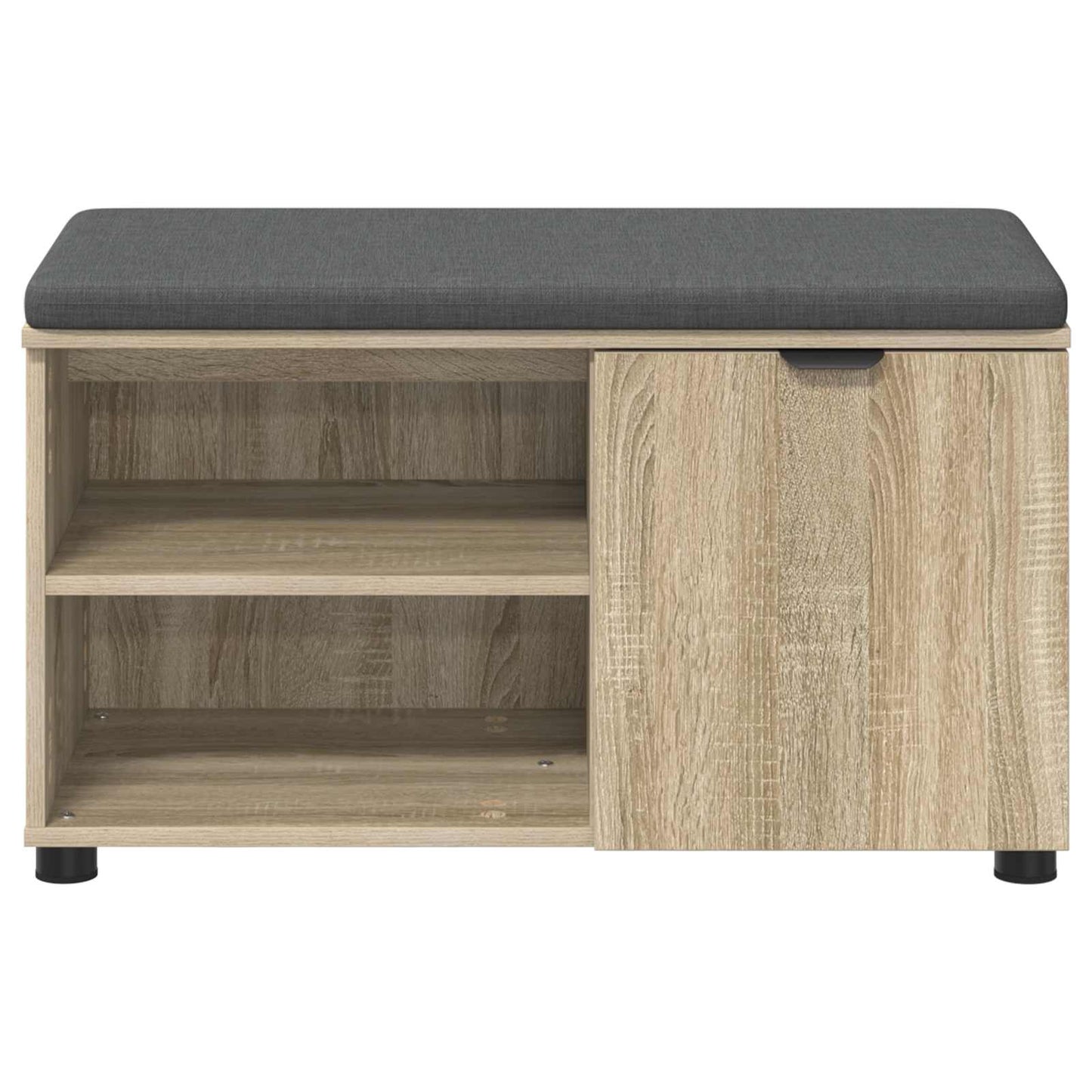Hall Bench with Cushion with Shelf Sonoma Oak 80 x 38 x 46 cm