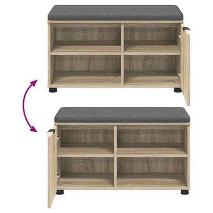 Hall Bench with Cushion with Shelf Sonoma Oak 80 x 38 x 46 cm