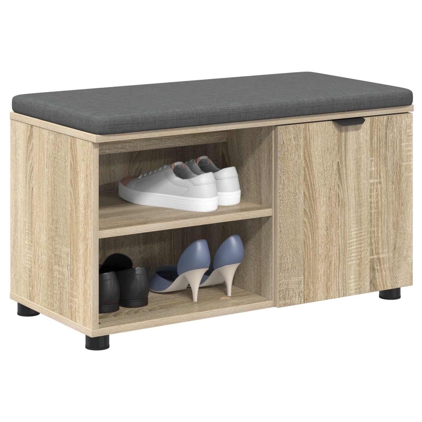 Hall Bench with Cushion with Shelf Sonoma Oak 80 x 38 x 46 cm