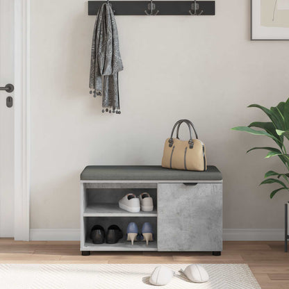 Hall Bench with Cushion with Door Concrete Grey 80 x 38 x 46 cm