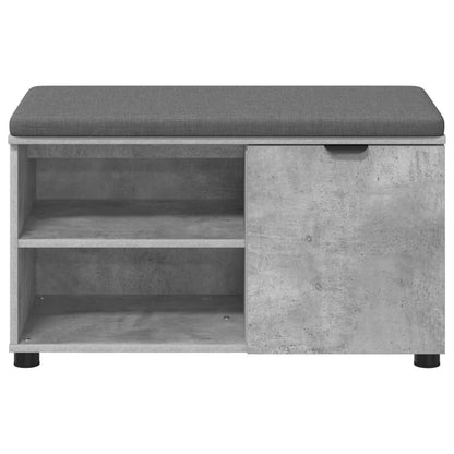 Hall Bench with Cushion with Door Concrete Grey 80 x 38 x 46 cm