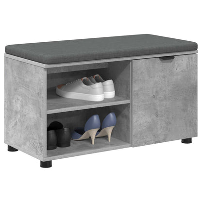 Hall Bench with Cushion with Door Concrete Grey 80 x 38 x 46 cm