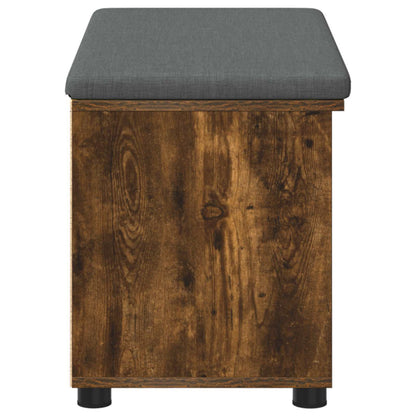 Hall Bench with Cushion with Shelf Smoked Oak 80 x 38 x 46 cm