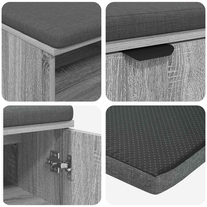 Hall Bench with Cushion with Shelf Grey Sonoma 80 x 38 x 46 cm