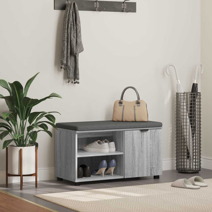 Hall Bench with Cushion with Shelf Grey Sonoma 80 x 38 x 46 cm