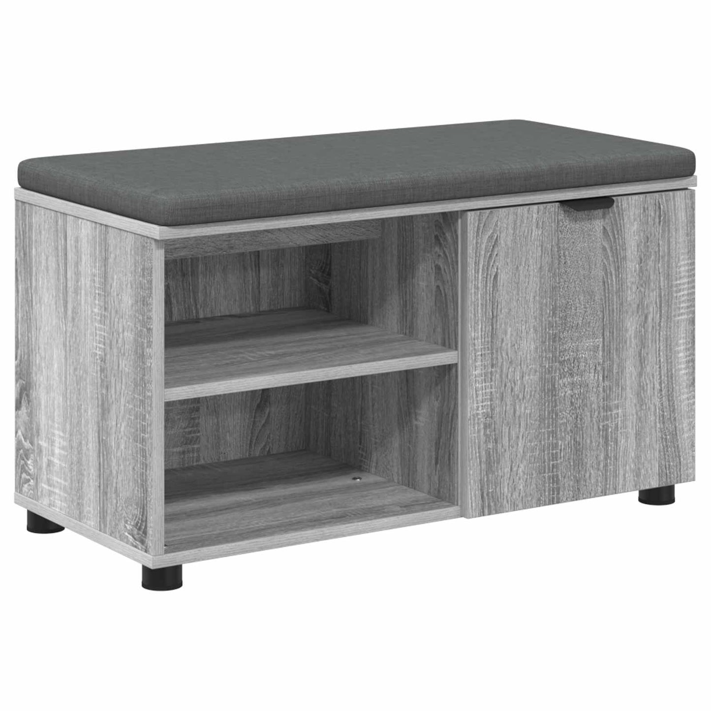 Hall Bench with Cushion with Shelf Grey Sonoma 80 x 38 x 46 cm