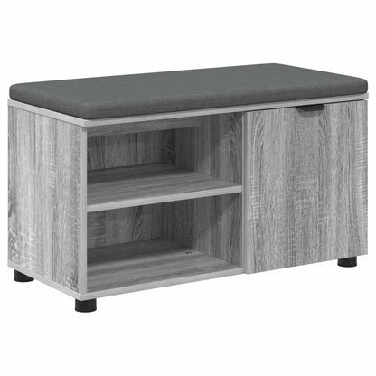 Hall Bench with Cushion with Shelf Grey Sonoma 80 x 38 x 46 cm