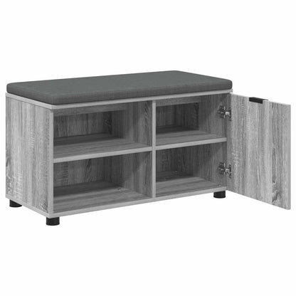 Hall Bench with Cushion with Shelf Grey Sonoma 80 x 38 x 46 cm