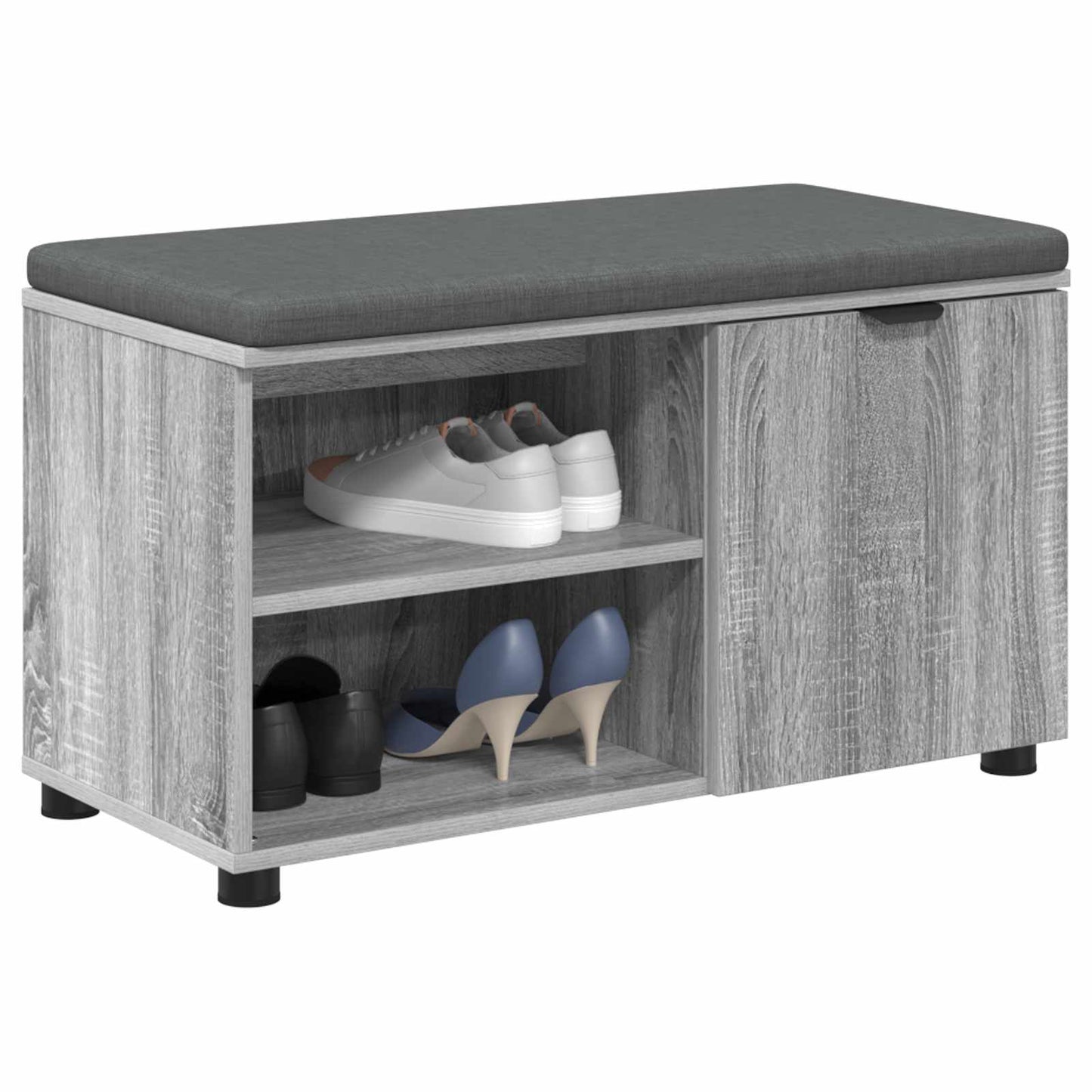 Hall Bench with Cushion with Shelf Grey Sonoma 80 x 38 x 46 cm