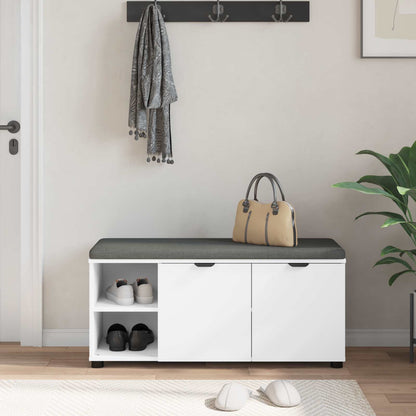 Hall Bench White 100 x 38 x 46 cm Engineered Wood and Fabric