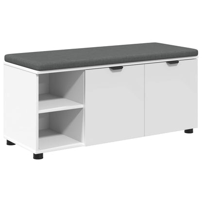 Hall Bench White 100 x 38 x 46 cm Engineered Wood and Fabric