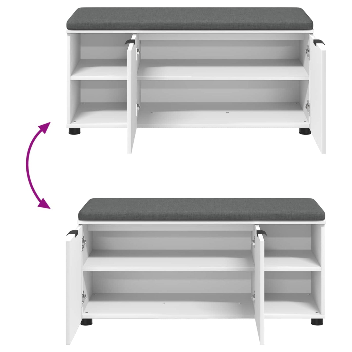 Hall Bench White 100 x 38 x 46 cm Engineered Wood and Fabric