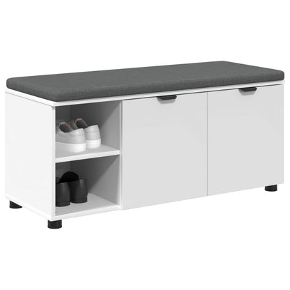 Hall Bench White 100 x 38 x 46 cm Engineered Wood and Fabric