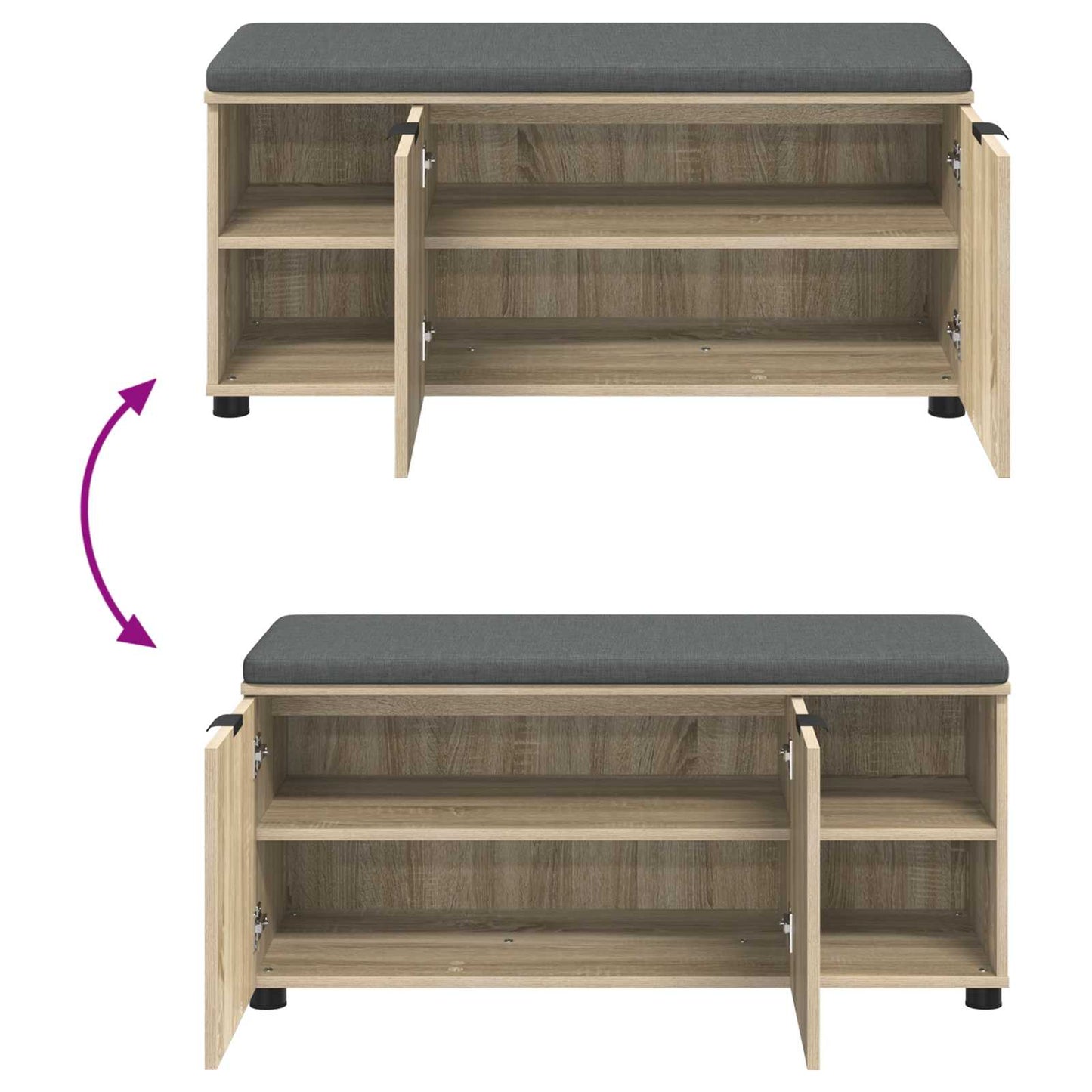 Hall Bench with Cushion with Shelf Sonoma Oak 100 x 38 x 46 cm