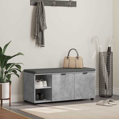 Hall Bench with Cushion Concrete Grey 100 x 38 x 46 cm