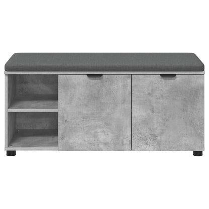 Hall Bench with Cushion Concrete Grey 100 x 38 x 46 cm
