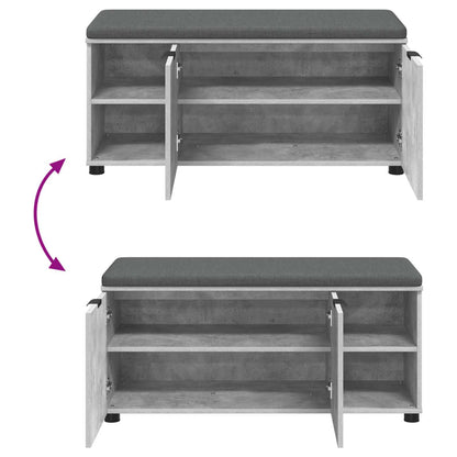 Hall Bench with Cushion Concrete Grey 100 x 38 x 46 cm